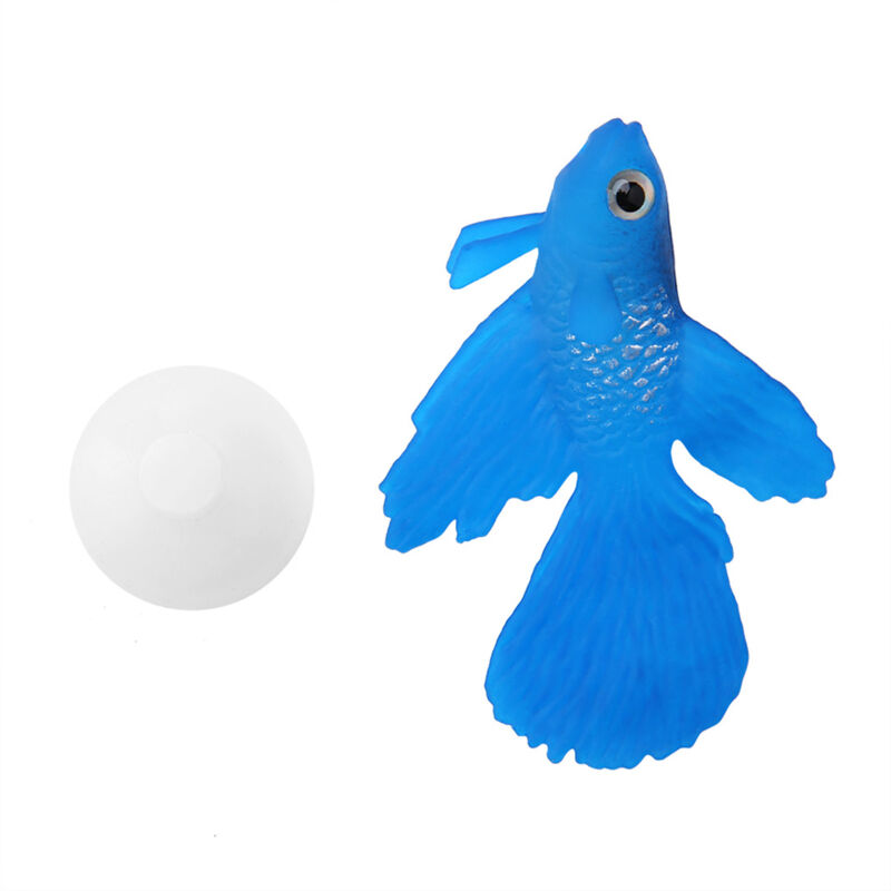 foto del prodotto eosnow decorazione dell acquario divertente artificiale in silicone per piccoli pesci, ornamento per acquario, pesce betta blu