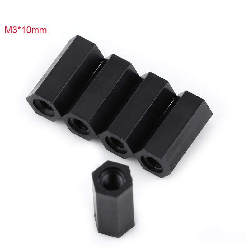 foto del prodotto eosnow distanziatore distanziatore filettato esagonale femmina x pa66 nero da 100 pezzi m310 
