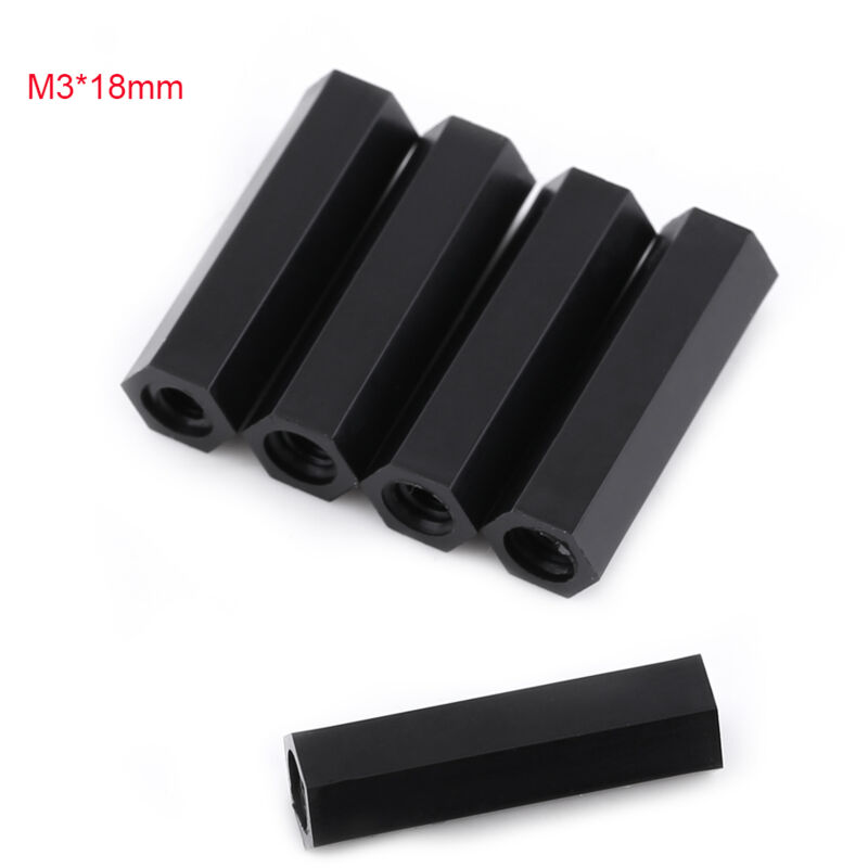 foto del prodotto eosnow distanziatore distanziatore filettato esagonale femmina x pa66 nero da 100 pezzi m318 