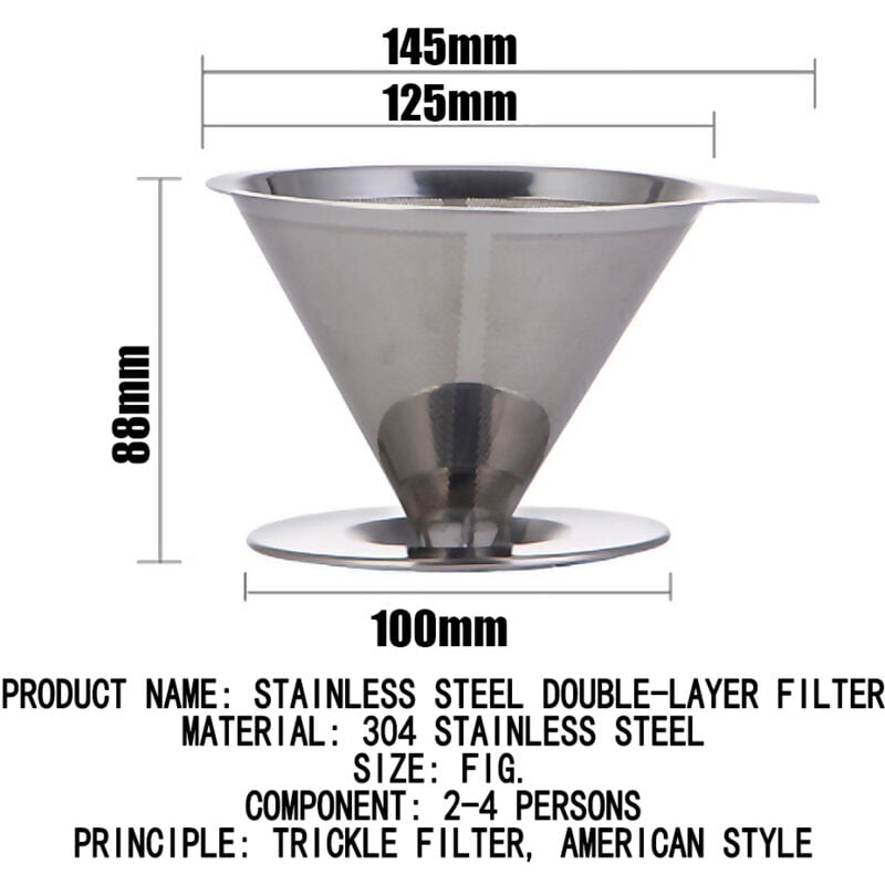 foto del prodotto eosnow filter di caff in acciaio inossidabile versare su imbuto a imbuto gocciolare t in metallo cesto in rete cesto coffeeware cucina