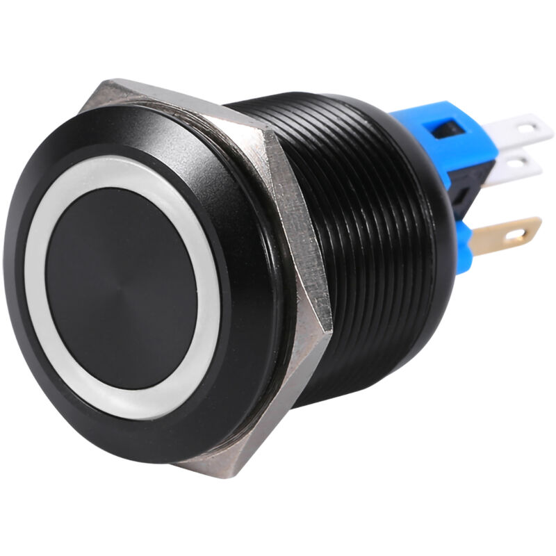foto del prodotto eosnow interruttore a pulsante autobloccante impermeabile da 22 mm 12v 24v led bianco
