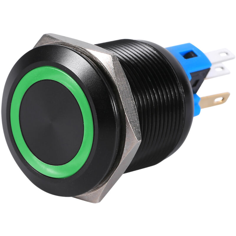 foto del prodotto eosnow interruttore a pulsante autobloccante impermeabile da 22 mm 12v 24v led verde
