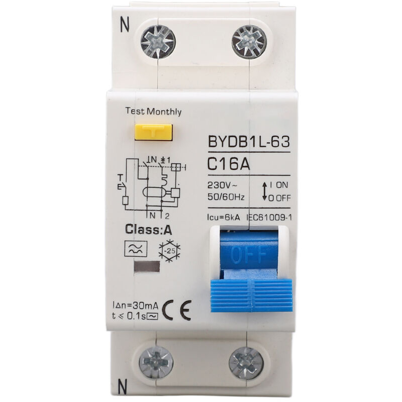 foto del prodotto eosnow interruttore di protezione contro le perdite di tipo a 16a interruttore automatico unipolare n 30 ma per corrente residua 230 v