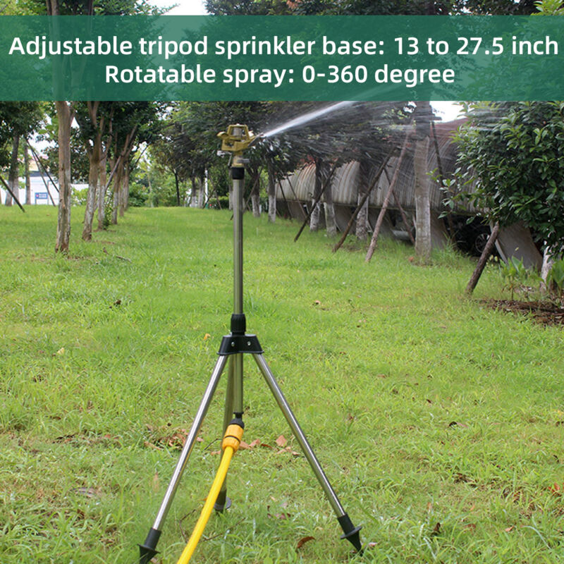 foto del prodotto eosnow irrigatore a impatto su base a punta in lega di zinco resistente per giardino, prato, cortile, rotazione da 0 a 360 , ampia copertura,