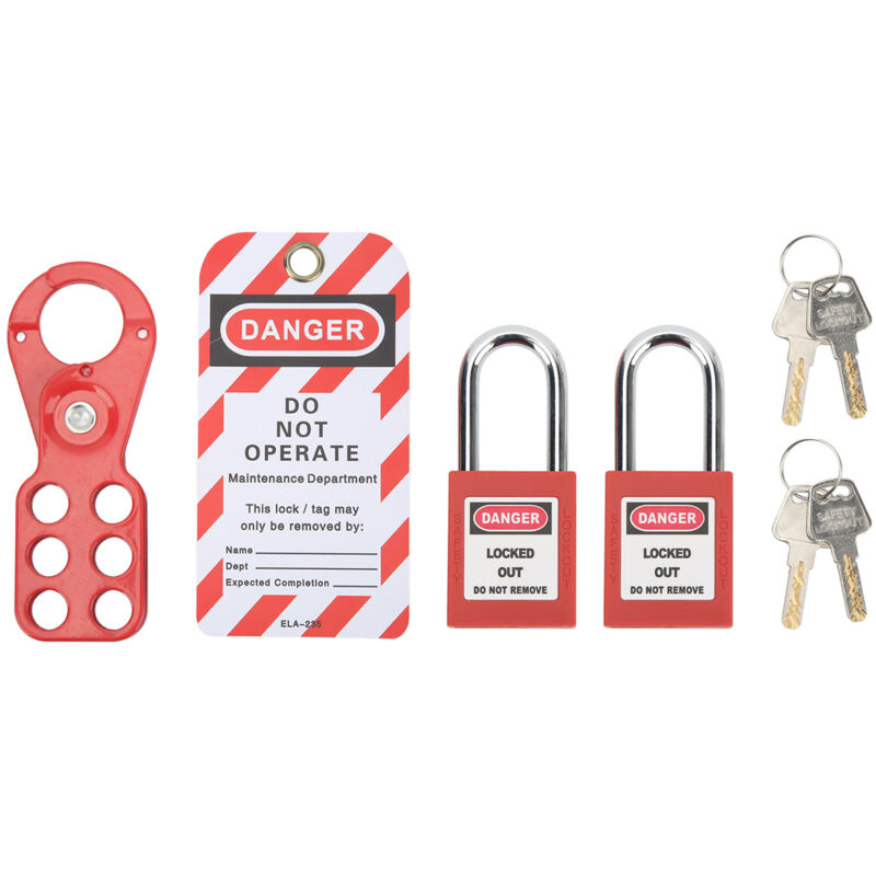 foto del prodotto eosnow kit di lockout tagout con lucchetto di sicurezza hasp loto tag keys a prova di manomissione per attrezzature industriali grillo da 1