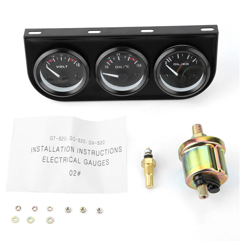 foto del prodotto eosnow kit manometro triplo 3 in 1 voltmetro temperatura acqua manometro pressione olio contagiri