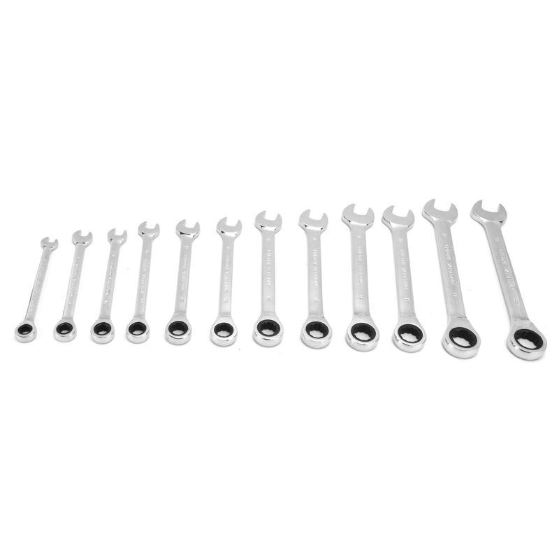 foto del prodotto eosnow kit set di chiavi a cricchetto da 12 pezzi combinazione metrica in acciaio al cromo vanadio 8 19mm con custodia testa fissa