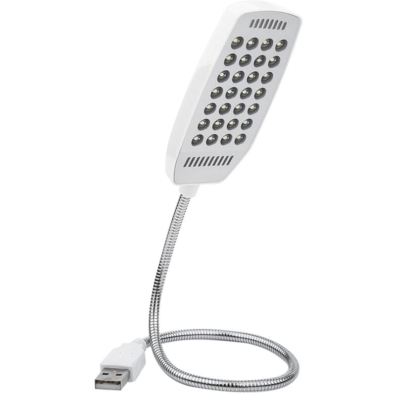 foto del prodotto eosnow lampada da lettura portatile a collo di cigno flessibile mini usb 28 led da 5 v con interruttore bianco