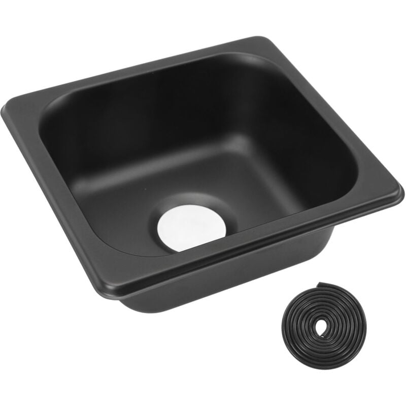 foto del prodotto eosnow lavello per camper, 175 x 160, 70 mm, in acciaio inox 304, elettrolitico nero, con barra a incasso per barca, roulotte, camper