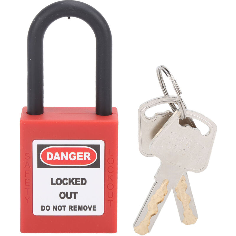 foto del prodotto eosnow lucchetto con blocco tagout da 38 mm. design di isolamento con fascio in nylon durevole. lucchetto resistente alla corrosione con 2 chiavi