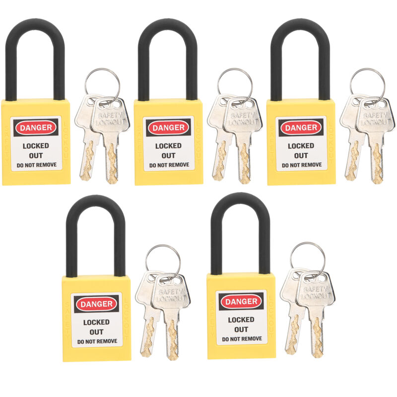 foto del prodotto eosnow lucchetto di sicurezza antipolvere progettato in nylon da 5 set con lucchetto di blocco da 38 mm per siti industriali giallo