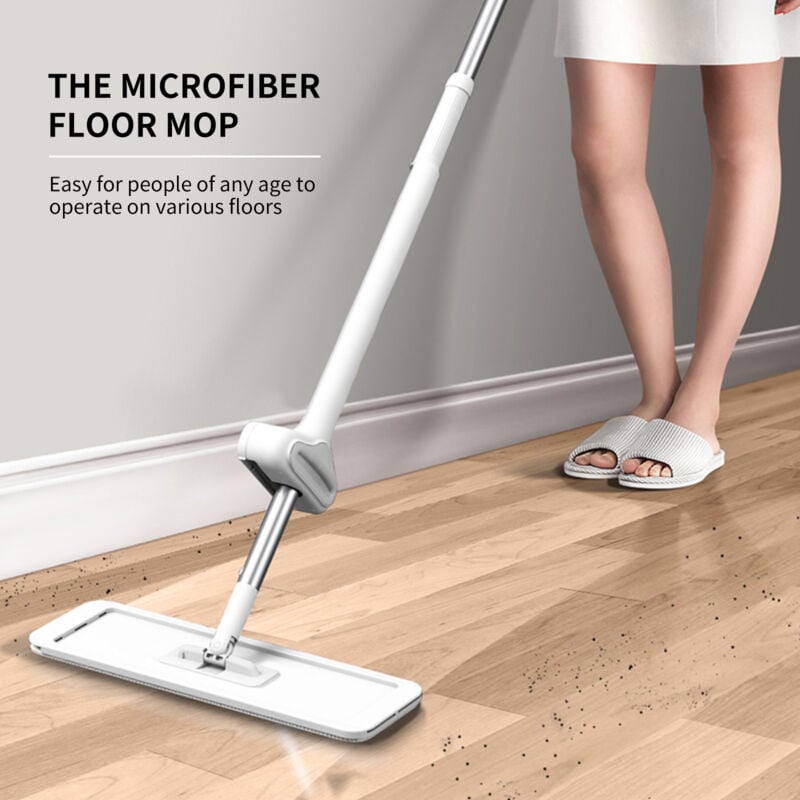 foto del prodotto eosnow mocio in microfibra, sistema di pulizia del pavimento, cuscinetti lavabili, mocio antipolvere riutilizzabile, con 4 pezzi di ricambio