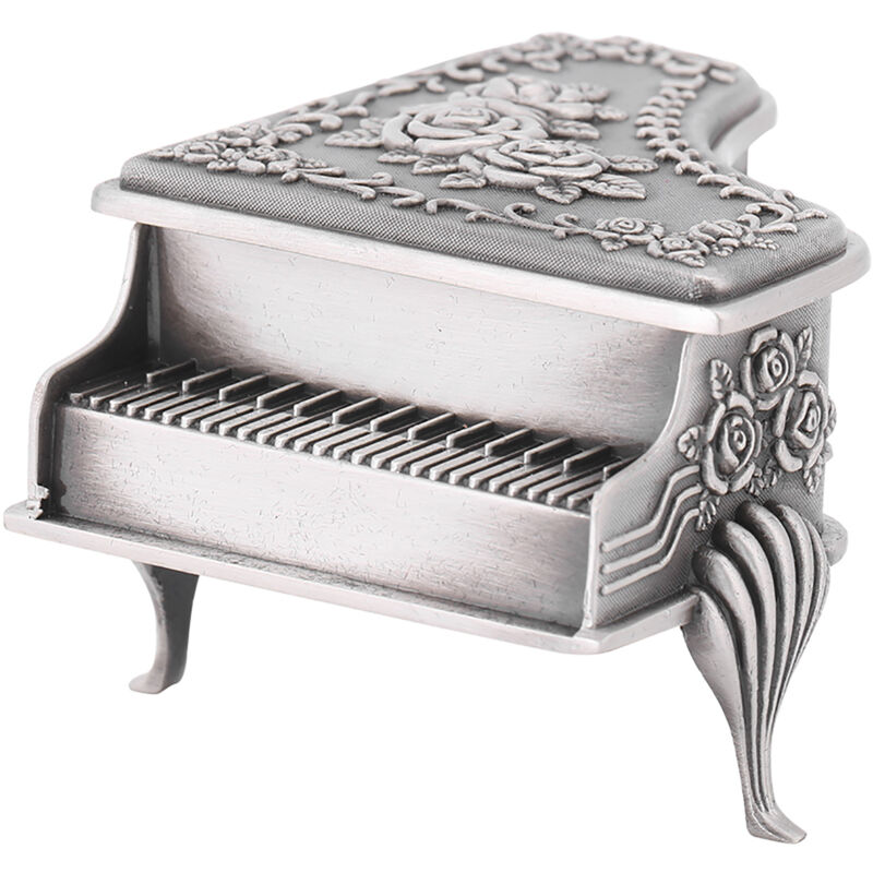 foto del prodotto eosnow organizzatore di gioielli, scatola di resistenza alla ruggine del design a forma di pianoforte, bellissimi anelli da sposa intagliati per la