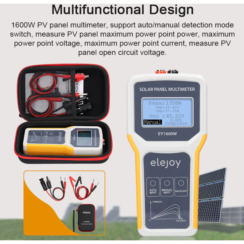 foto del prodotto eosnow pannello fotovoltaico da 1600w multimetro multimetro mppt tester open tensione di prova del circuito verde punto di alimentazione punte di