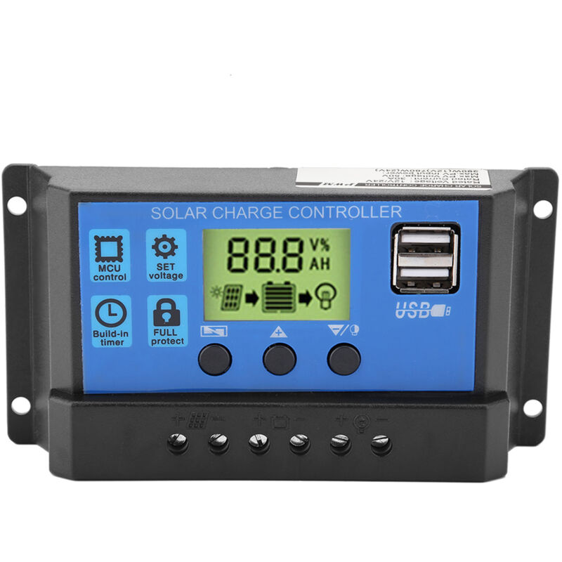 foto del prodotto eosnow regolatore di carica del pannello solare doppio usb pwm 12v 24v display lcd 30a yjss 30a 