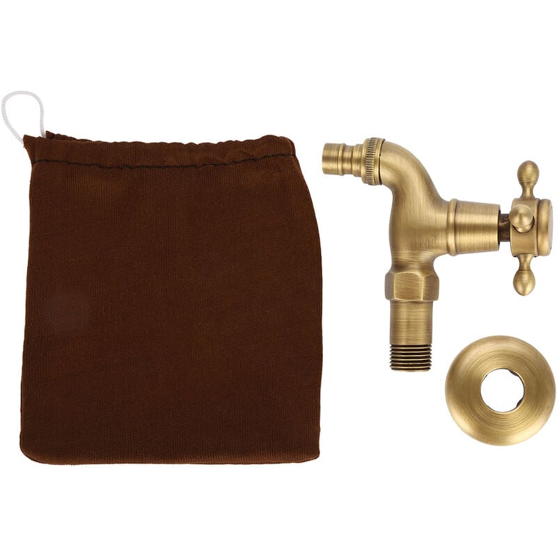 foto del prodotto eosnow rubinetto monocomando vintage in ottone massiccio per rubinetto dell acqua a parete per lavatrice corto 