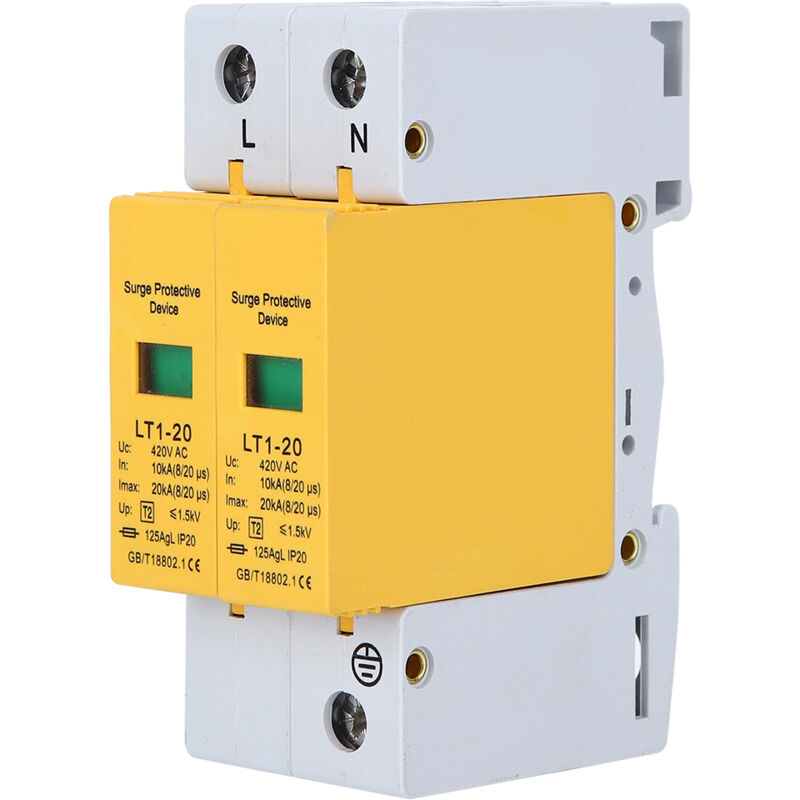 foto del prodotto eosnow scaricatore di sovratensione modulo giallo 2p lt120 20ka antituono elettrodomestici modulari