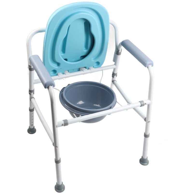 foto del prodotto eosnow sedia da toilette comoda in acciaio resistente comodino, sedia da toilette con bracciolo abbassabile con altezza regolabile, montaggio