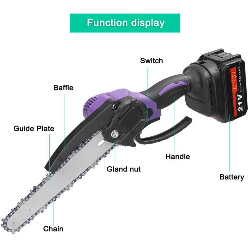 foto del prodotto eosnow sega elettrica portatile da potatura da 21 v da 8 pollici sega a catena per spaccare il legno con motore brushless strumento per la
