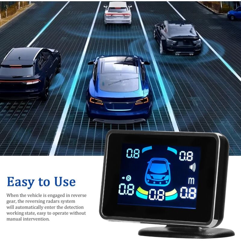 foto del prodotto eosnow sensore di parcheggio per auto sistema radar di retromarcia supporto anteriore e posteriore avviso sonoro cicalino mute con 8 sensori