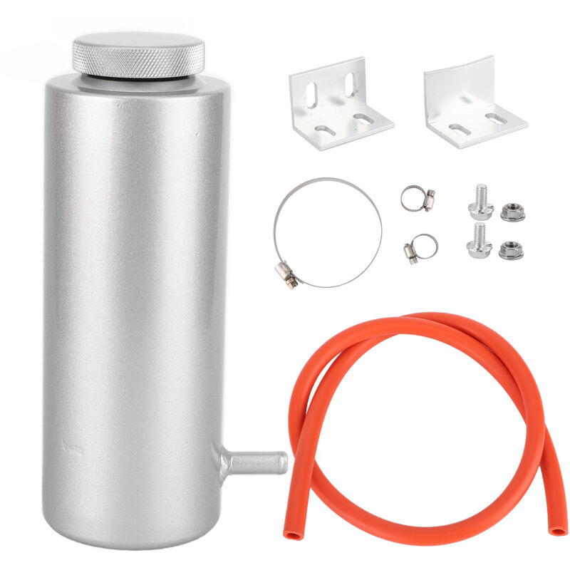foto del prodotto eosnow serbatoio di raccolta del liquido di raffreddamento in alluminio per radiatore, serbatoio di troppopieno da 80 ml, universale, argento