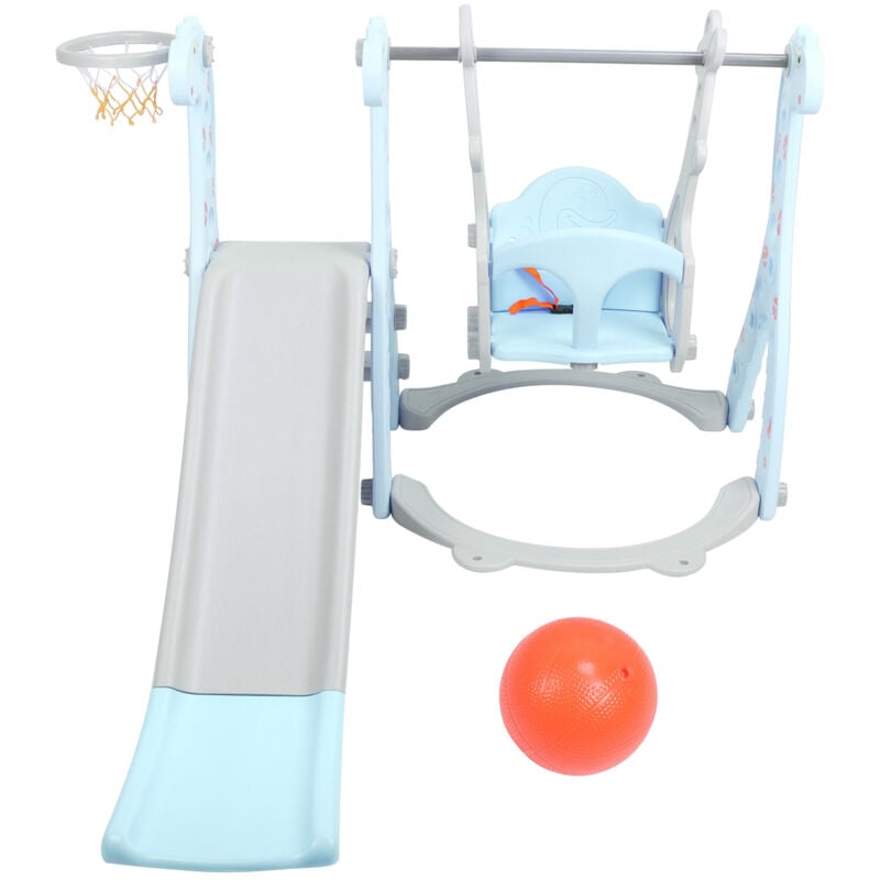 foto del prodotto eosnow set altalena per arrampicata per bambini con canestro da basket set di scivoli per bambini per interni ed esterniblu
