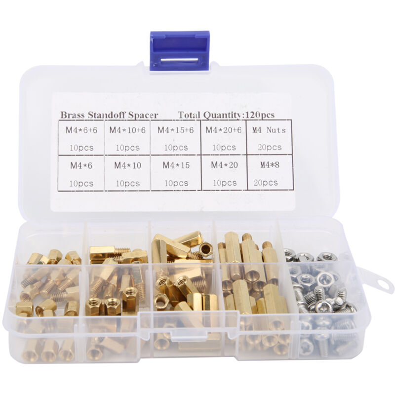 foto del prodotto eosnow set di dadi per viti in acciaio inossidabile 304 con supporto esagonale in ottone da 120 pezzi assortimento di dadi per scheda pcb