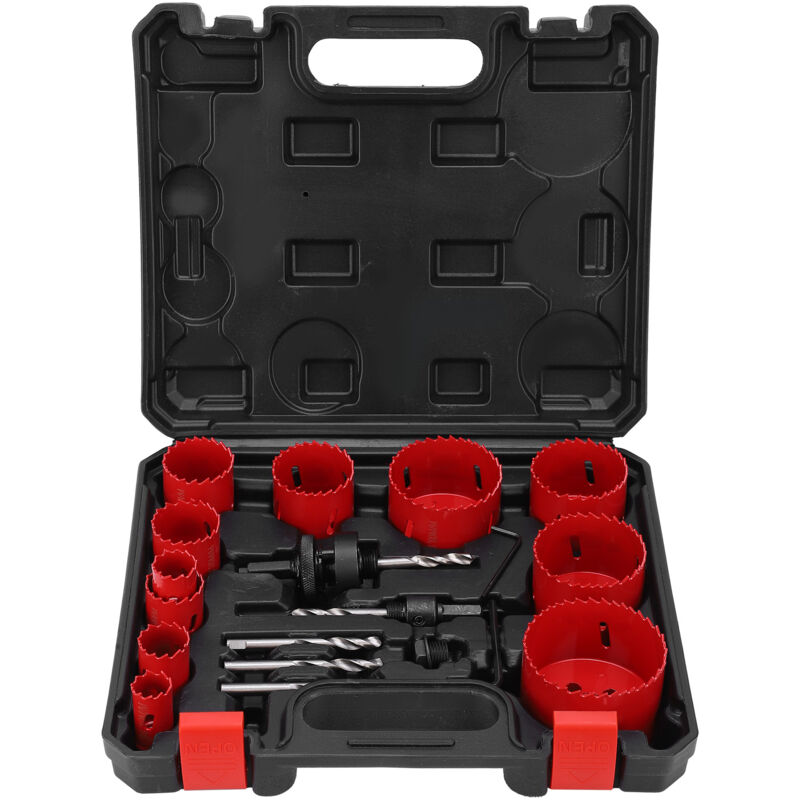 foto del prodotto eosnow set di seghe a tazza bimetalliche da 17 pezzi strumenti di perforazione per apertura fori per legno in acciaio ad alta velocit rosso