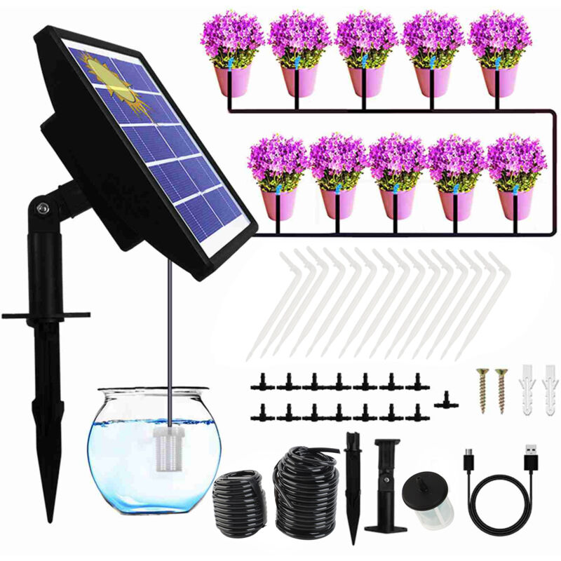 foto del prodotto eosnow sistema di irrigazione solare automatico kit di irrigazione a goccia resistente all acqua ip67 con anti sifone