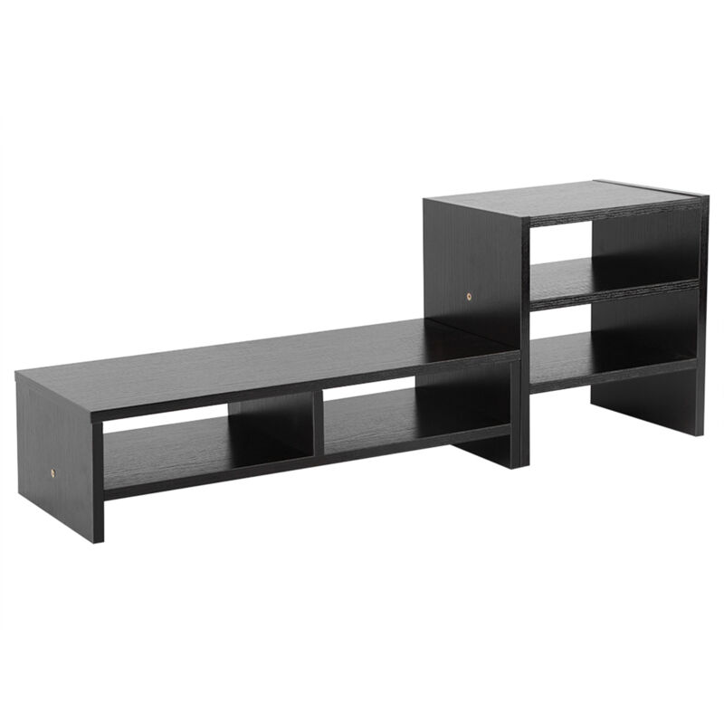foto del prodotto eosnow supporto per monitor per computer portatile, supporto per desktop, organizer per archiviazione, ripiano a 3 strati noce nero 