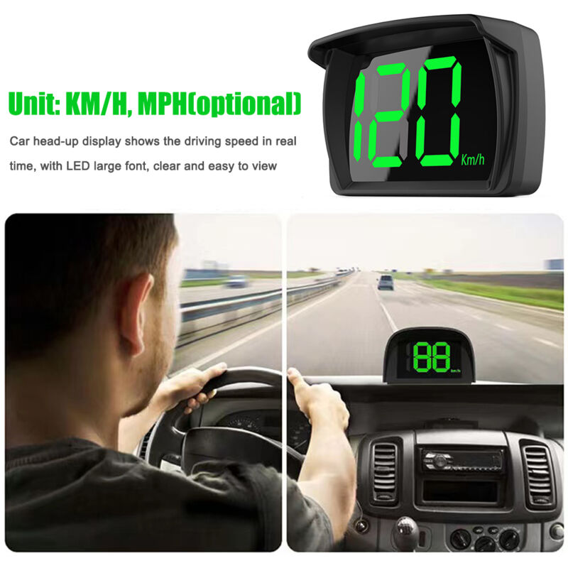 foto del prodotto eosnow tachimetro digitale gps per auto con display headup km h con adattatore di ricarica per caratteri grandi a led per motociclette suv per