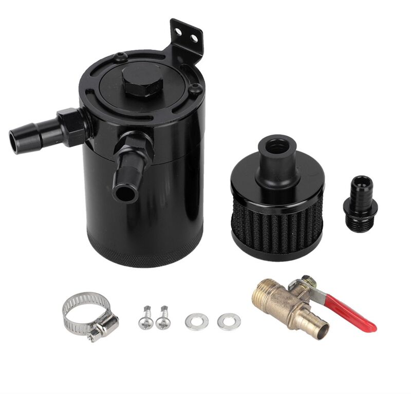 foto del prodotto eosnow tanica di raccolta del serbatoio dell olio universale in lega di alluminio con kit di accessori a 2 porte nero 