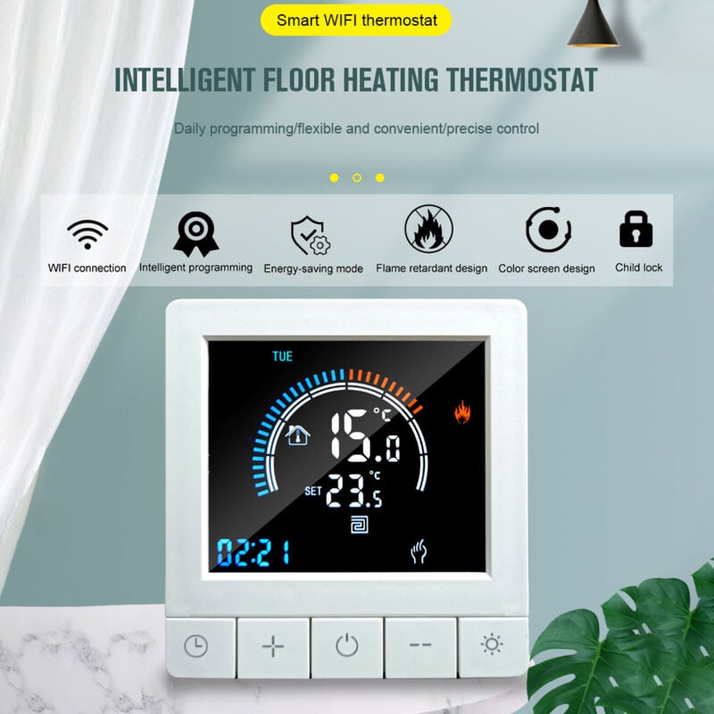 foto del prodotto eosnow termostato digitale programmabile con blocco bambini display lcd wifi sensore ntc riscaldamento acqua pavimento caldo regolatore di
