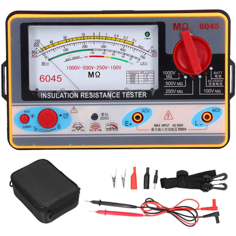 foto del prodotto eosnow ty6045 tester di resistenza di isolamento portatile megohmmetro ad alta precisione 1000v 5m 2000m 