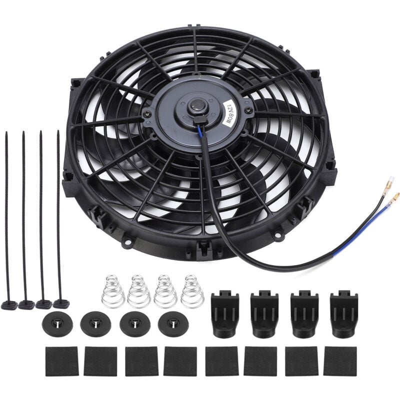 foto del prodotto eosnow ventola di raffreddamento del motore elettrico push pull sottile universale da 12 pollici per auto 12v con kit di montaggio