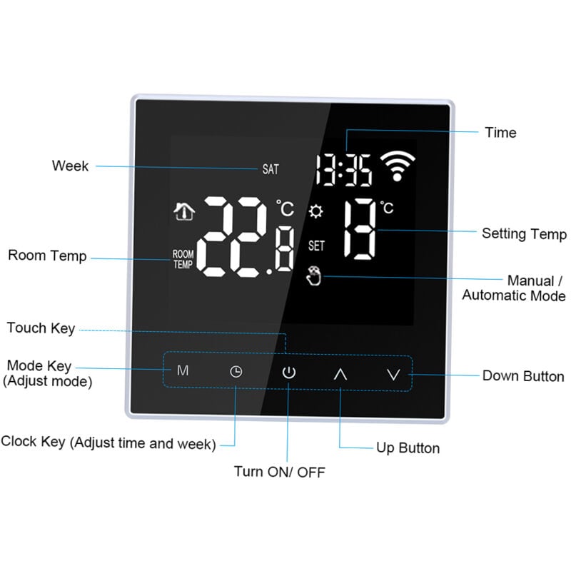 foto del prodotto eosnow wi fi termostato intelligente regolatore di temperatura digitale controllo app circolazione settimanale riscaldamento a pavimento elettrico