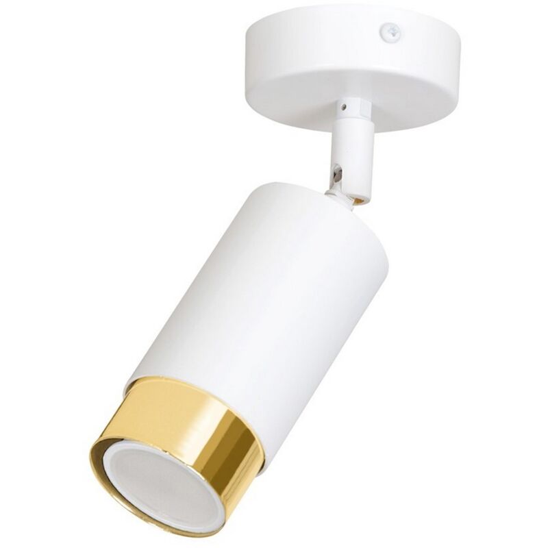foto del prodotto epikasa faretto hiro, acciaio verniciato a polvere, bianco, oro, 8x19x8 cm