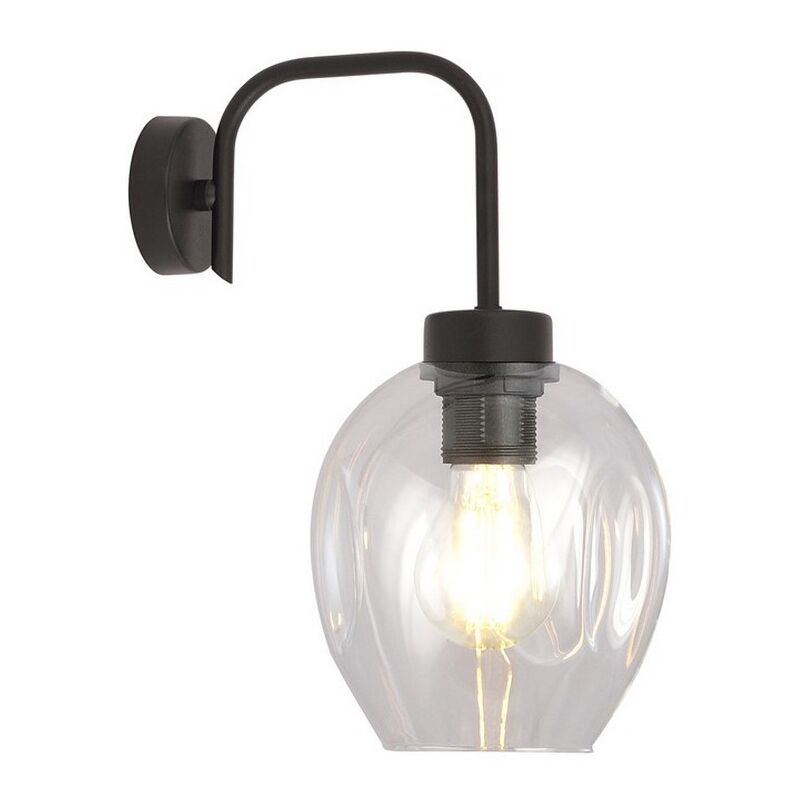 foto del prodotto epikasa lampada a parete lukka, acciaio verniciato a polvere, vetro, nero, 14x26x14 cm
