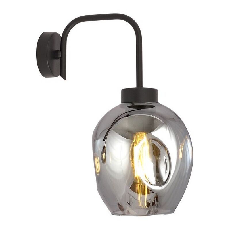 foto del prodotto epikasa lampada a parete lukka, acciaio verniciato a polvere, vetro, nero, grigio, 14x26x14 cm