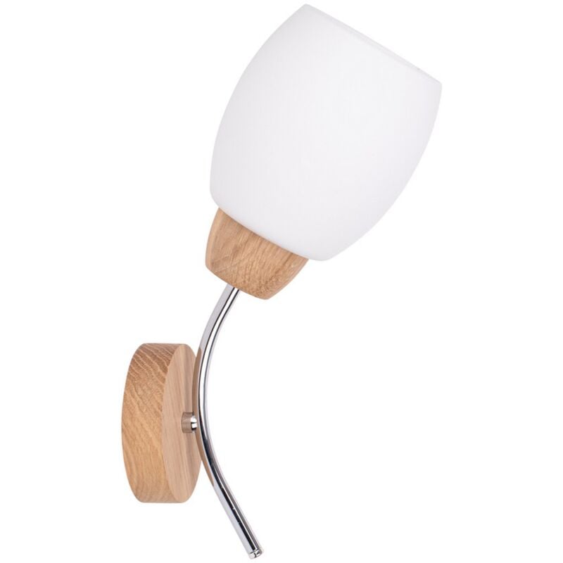 foto del prodotto epikasa lampada a parete navia, legno, metallo, vetro, argento, marrone, bianco, 12,5x16x34 cm