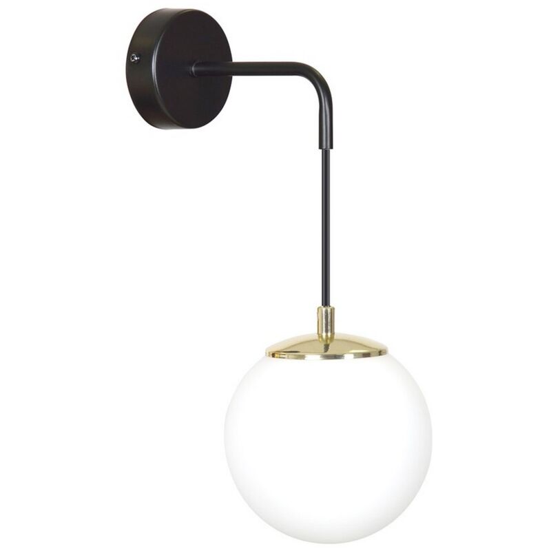 foto del prodotto epikasa lampada a parete ognis, acciaio verniciato a polvere, vetro, nero, bianco, 18x30x16 cm