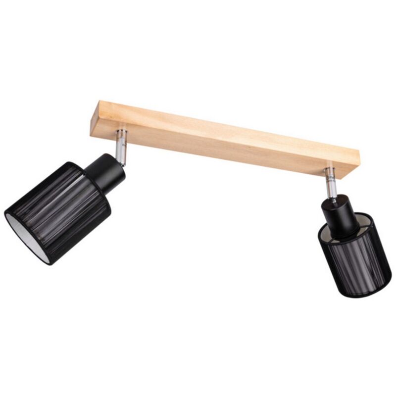 foto del prodotto epikasa lampada a soffitto alighiero, legno, tessuto, marrone, nero, 6x39x18 cm