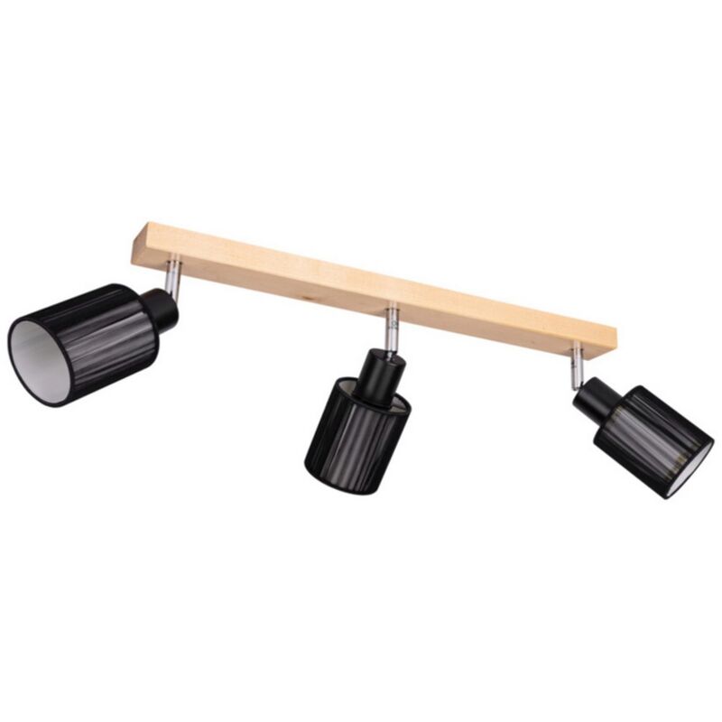 foto del prodotto epikasa lampada a soffitto alighiero, legno, tessuto, marrone, nero, 6x55x18 cm