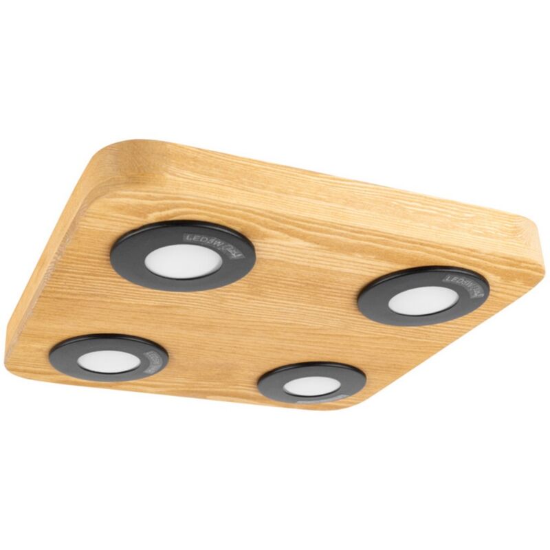 foto del prodotto epikasa lampada a soffitto antimo, legno, metallo, marrone, nero, 26x26x3,5 cm