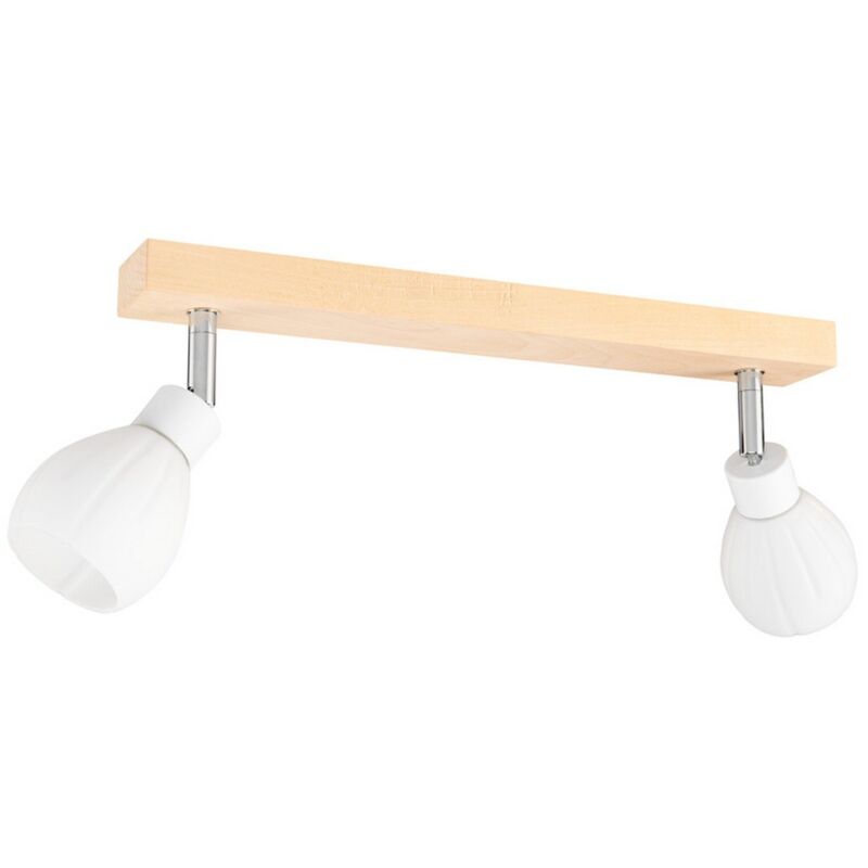 foto del prodotto epikasa lampada a soffitto arcadio, legno, metallo, tessuto, marrone, bianco, 6x39x18 cm