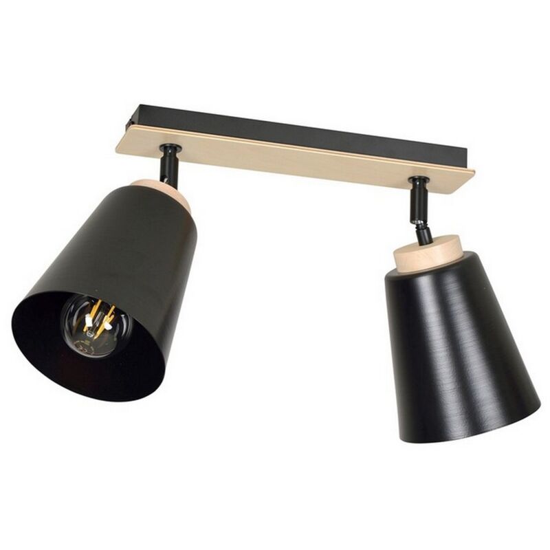 foto del prodotto epikasa lampada a soffitto atlas, acciaio verniciato a polvere, compensato, nero, 55x30x15 cm