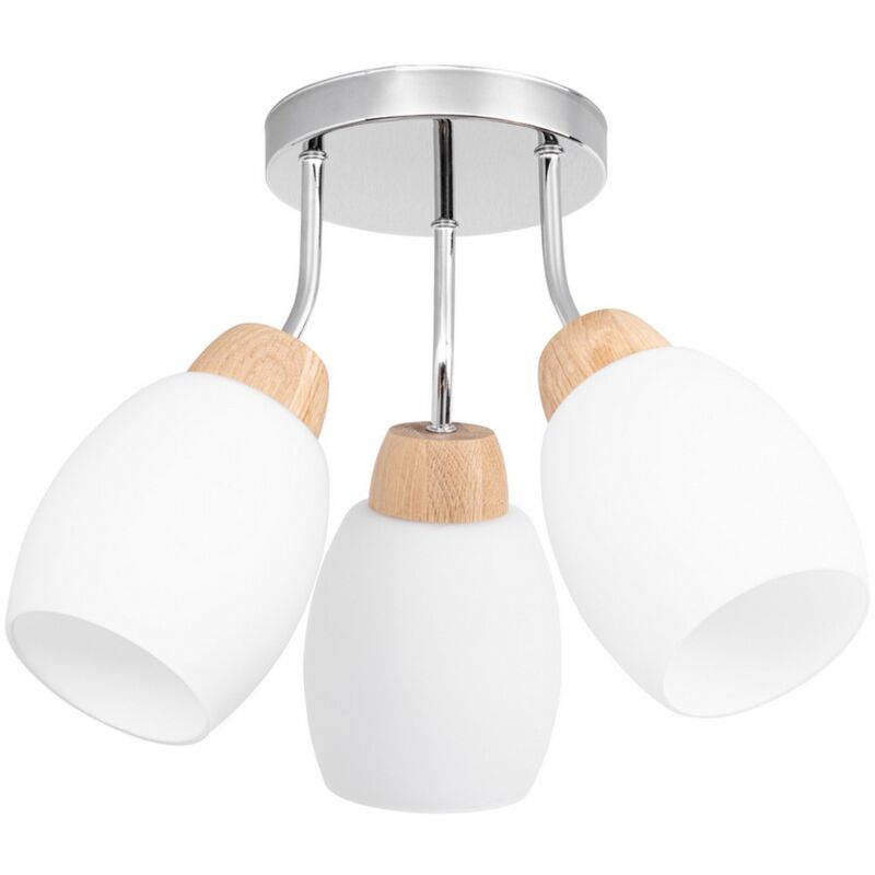 foto del prodotto epikasa lampada a soffitto ave, legno, metallo, vetro, argento, marrone, bianco, 38x38x29 cm