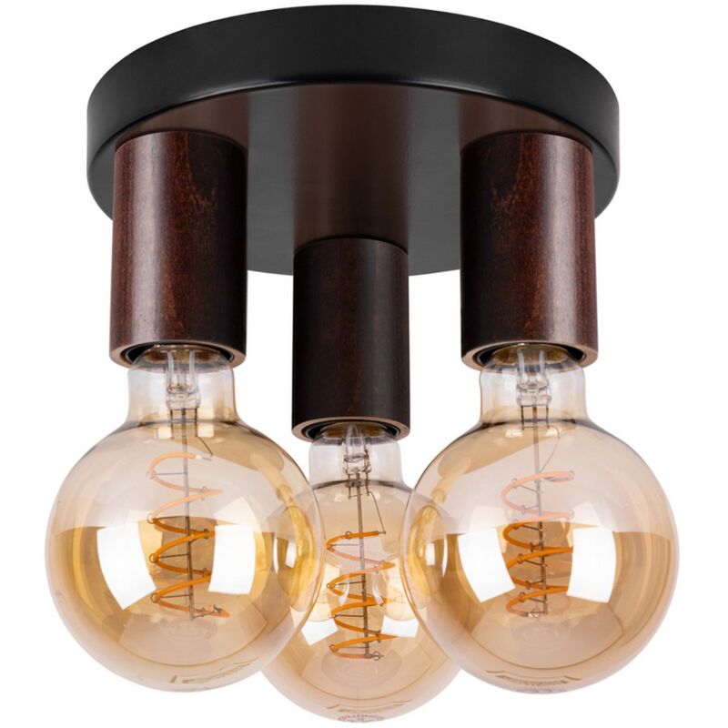 foto del prodotto epikasa lampada a soffitto bruno, legno, metallo, marrone, nero, 20x20x10 cm