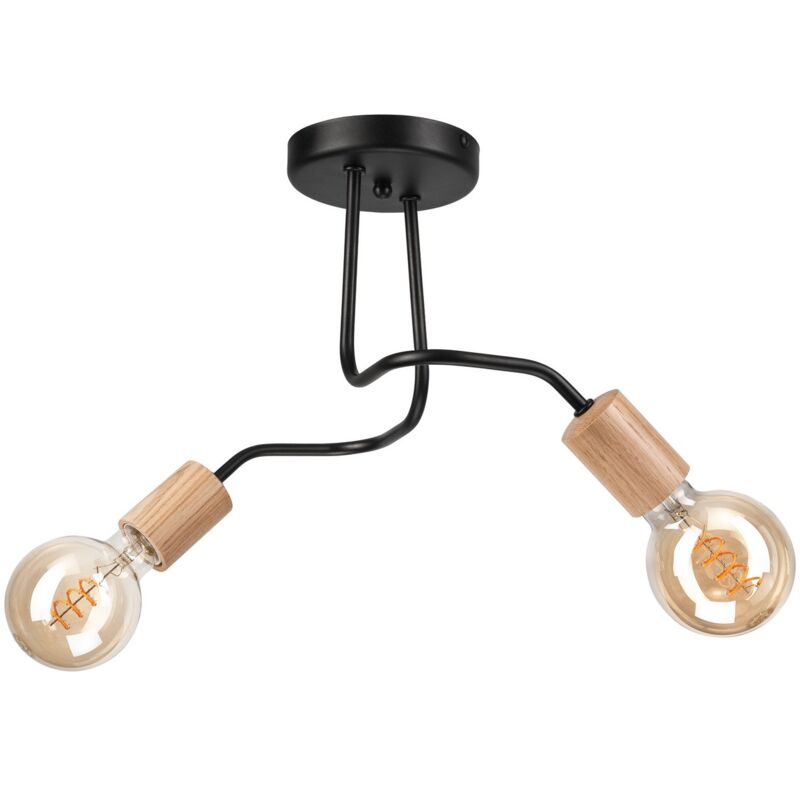 foto del prodotto epikasa lampada a soffitto conor, acciaio, legno, marrone, nero, 26x45x45 cm