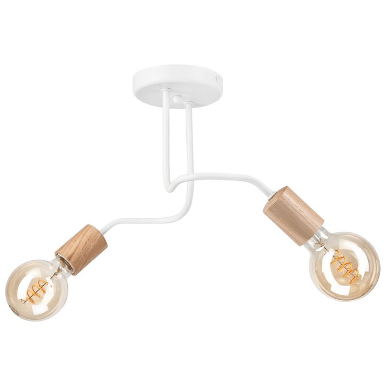 foto del prodotto epikasa lampada a soffitto conor, metallo, legno, bianco, marrone, 26x45x45 cm